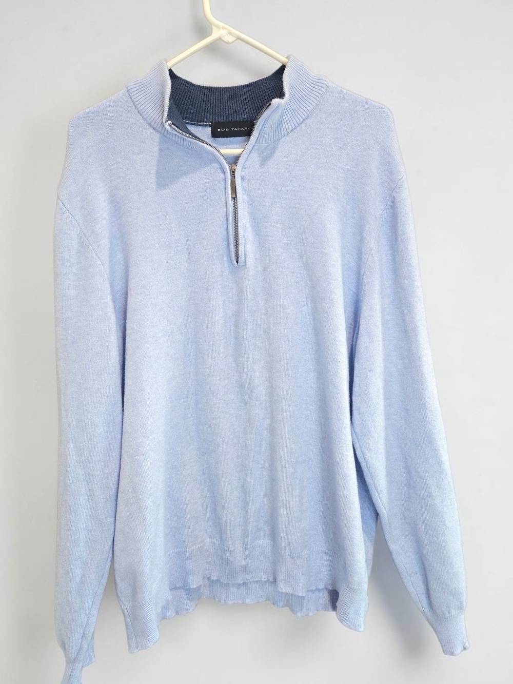 Elie Tahari Men's Light Blue Half-Zip Sweater, Size XXL